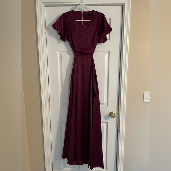 Lulus Garden Bliss Burgundy Satin Cutout Maxi Dress - Picture 4 of 9